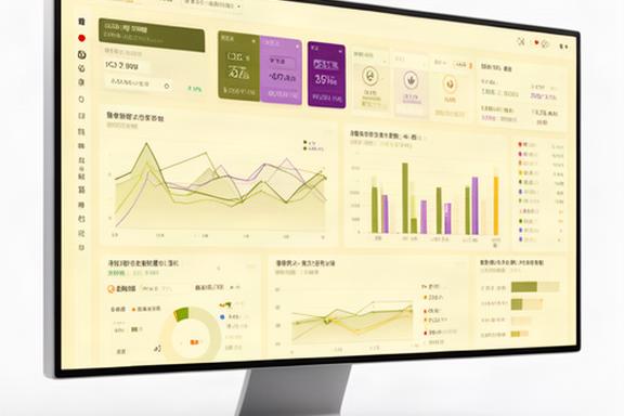 AI予算計画ダッシュボード表示画面、財務予測グラフと支出分析チャート、日本企業向け経営判断支援ツール